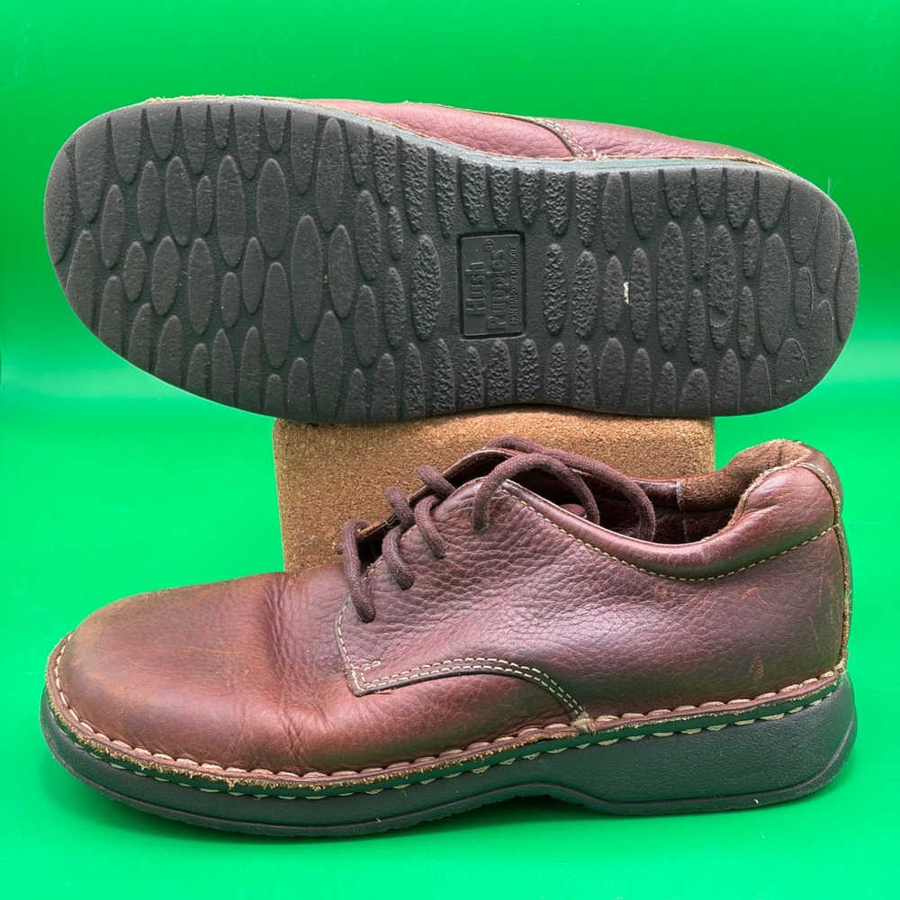 Hush Puppies Jackson Oxfords Kids 2.5 Brown Leather Lace Up Derby Dress Shoes
